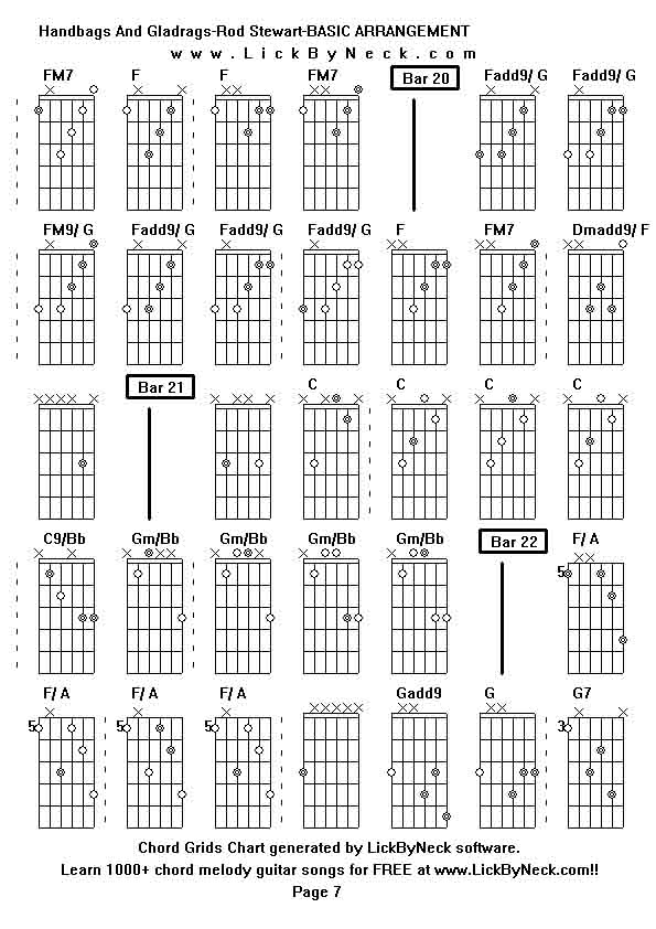 Chord Grids Chart of chord melody fingerstyle guitar song-Handbags And Gladrags-Rod Stewart-BASIC ARRANGEMENT,generated by LickByNeck software.